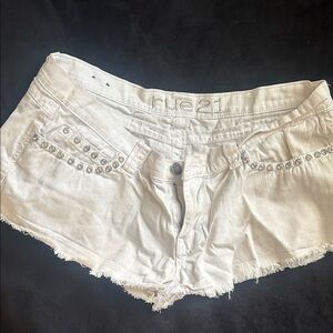 Rue21 White Denim Studded Shorts